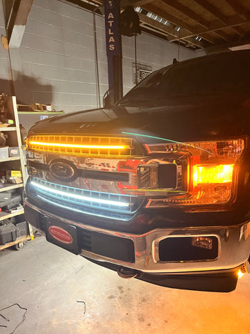 F150 XLT Sequential Switchback Grill Strips: White Animation & Turn Signal Flow
