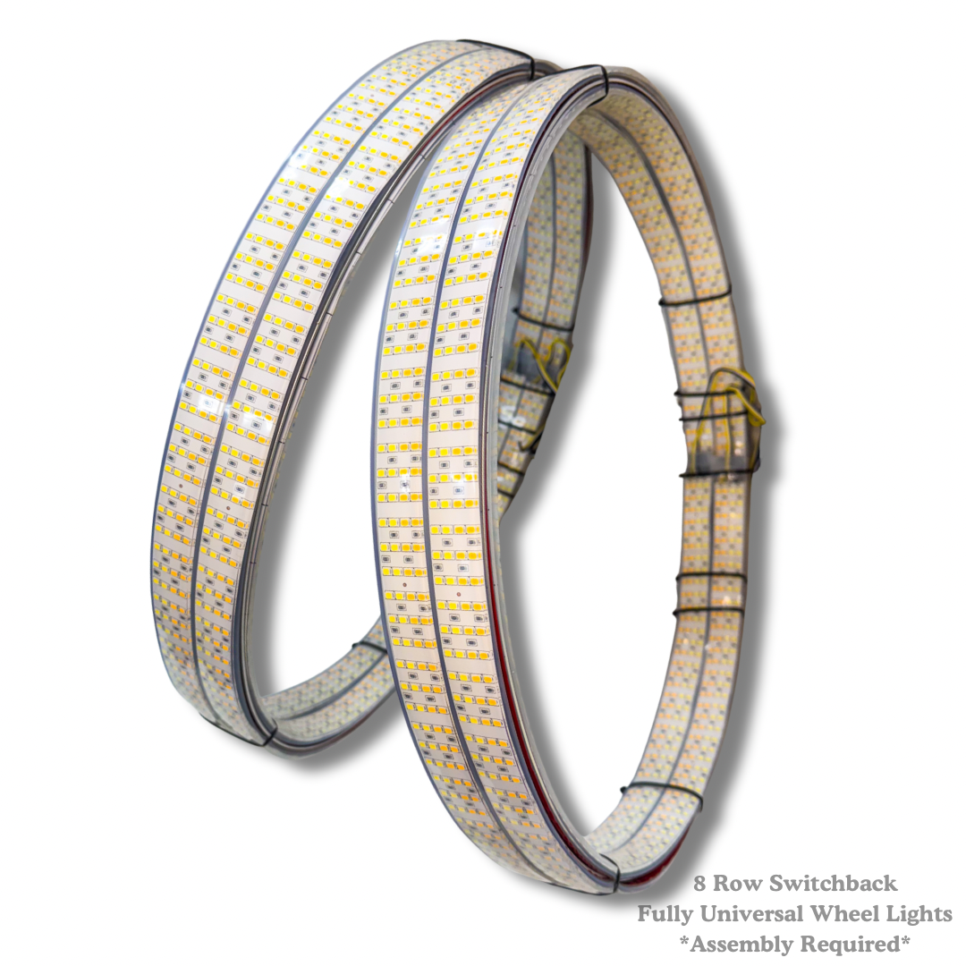 Dynamic 8-Row Switchback Wheel Lights: Dazzling White & Amber LED Kit
